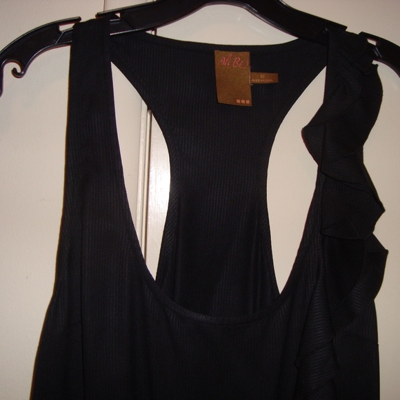 Ali Ro Black Ruffled Silk Sleeveless Tank Top Bouse SZ 12 - Picture 4 of 12
